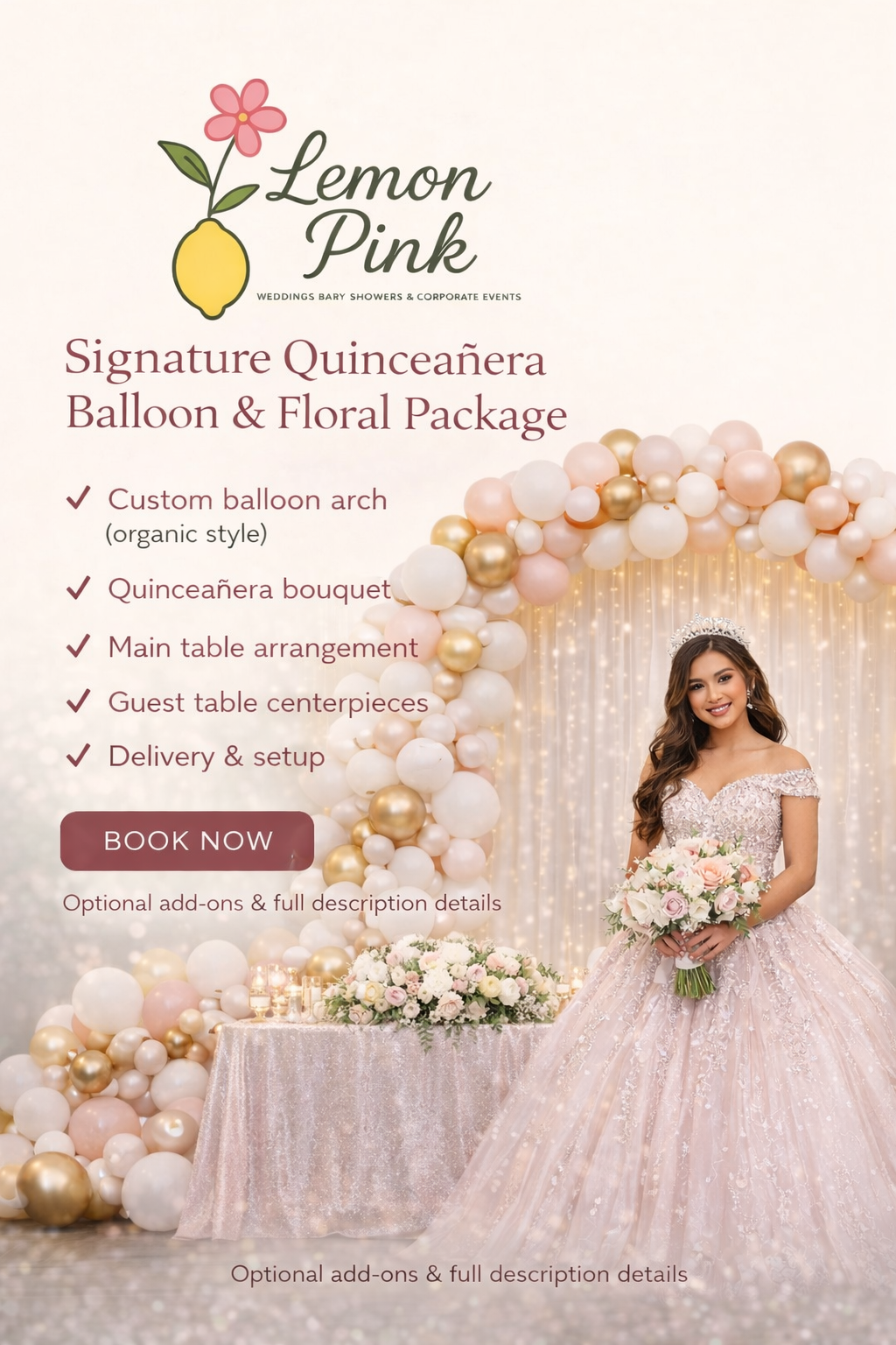 Signature Quinceañera Balloon &amp; Floral Package